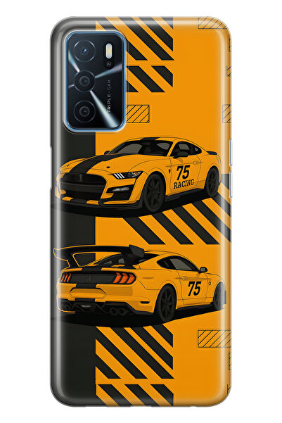 FLAMENKO حافظة هاتف شفافة متوافقة مع هاتف اوبو A16 / A55 باللون الأصفر Racing...