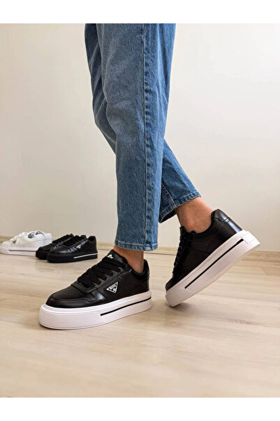 Zerenyus Zrk-04 Premium Quality Black and White Thick Sole Men's Sneakers