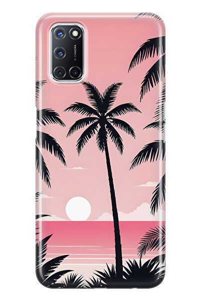 FLAMENKO حافظة هاتف شفافة متوافقة مع هاتف أوبو A52 / A72 / A92 Palmiye منقوش