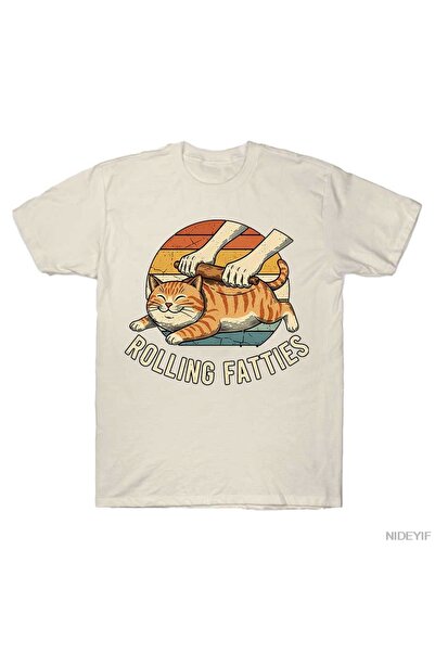 Flood Of Style Cat Rolling Fatties Funny T-shirt για άνδρες Γυναικεία 100% Βα...