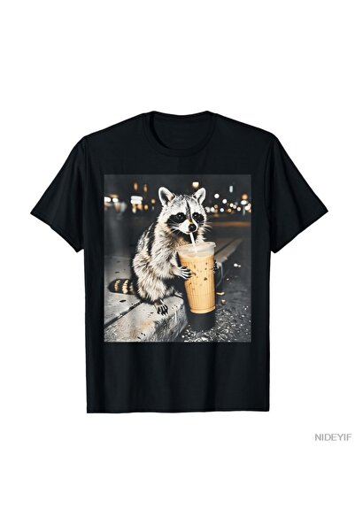 Flood Of Style Raton amuzant care bea cafea cu gheață Animal Meme T tricou 10...