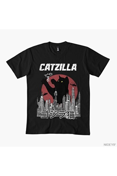 Flood Of Style Μπλουζάκι Catzilla Meme Ανδρικά Γυναικεία 100% Σετ Βαμβάκι μπλ...