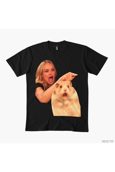 Flood Of Style Woman Screaming at a Hamster with a Shock Corn Feather tricou ...