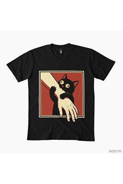 Flood Of Style Μπλουζάκι Black Cat Biting Arm για λάτρεις της γάτας 100% Βαμβ...