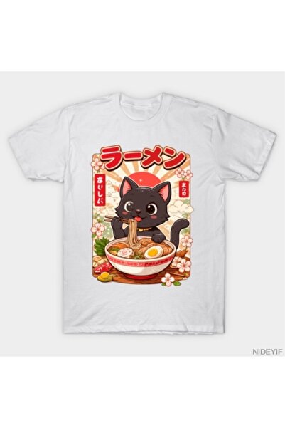 Flood Of Style Μπλουζάκι Black Cat Ramen Ανδρικό Γυναικείο 100% Σετ Βαμβάκι μ...