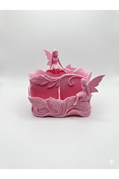 3Dikili design Peri Figürlü Çok Amaçlı Organizer | Makyaj Fırçası Düzenleyici| Dekoratif Masaüstü Kalemlik 13x13cm