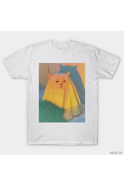 Flood Of Style Tricou amuzant pisică Ghost Meme bumbac pentru bărbați și feme...