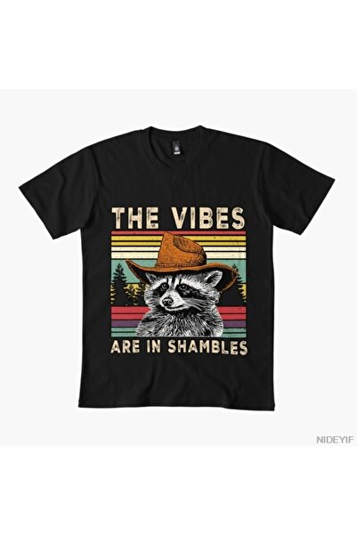 Flood Of Style The Vibes Are in Shambles Ανδρικό Γυναικείο Μπλουζάκι Ρακούν 1...