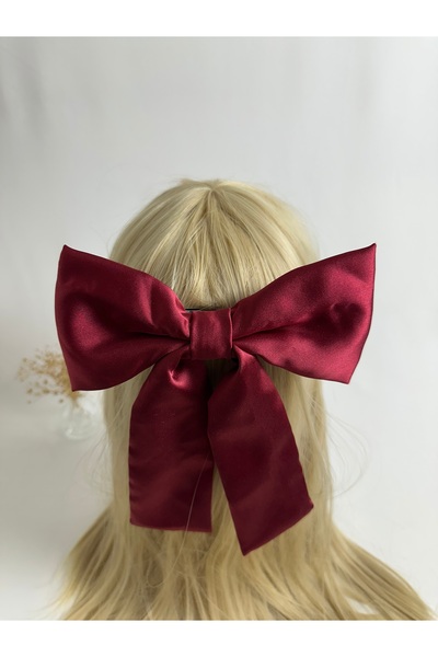 MegssStore Burgundy Acetate Satin Bow Automatic Buckle