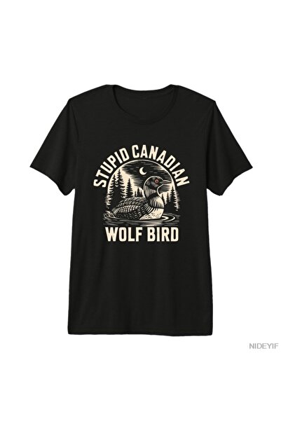 Flood Of Style Ανόητο καναδικό μπλουζάκι Funny Wolf Bird Loon Hockey Wildlife...
