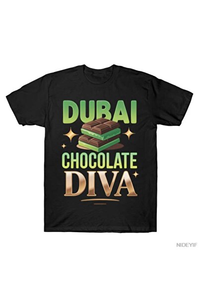 Flood Of Style تي شيرت دبي شوكولاتة ديفا بتصميم مضحك للرجال والنساء 100% قطن ...