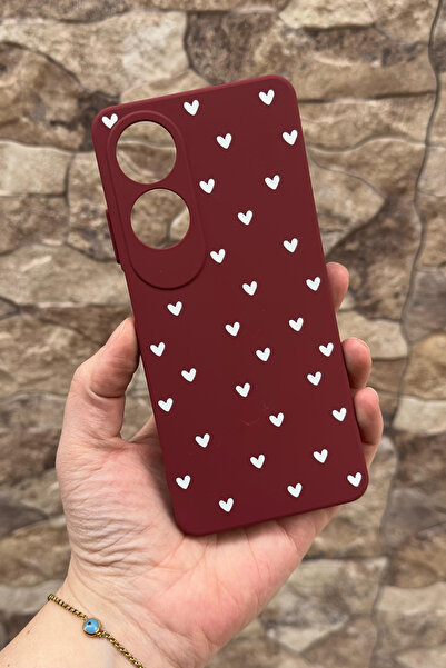 Vip Case Oppo A60 Compatible White Heart Patterned Silicone Shock-Absorbing C...