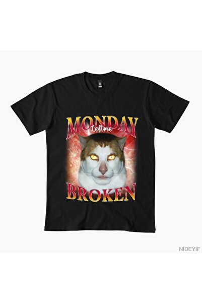 Flood Of Style Monday Left Me A Broken Cat Meme T-Shirt για Άντρες Γυναίκες 1...