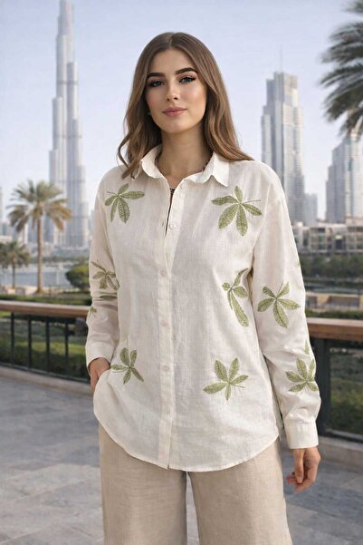 Burcia Leaf Pattern Linen Shirt
