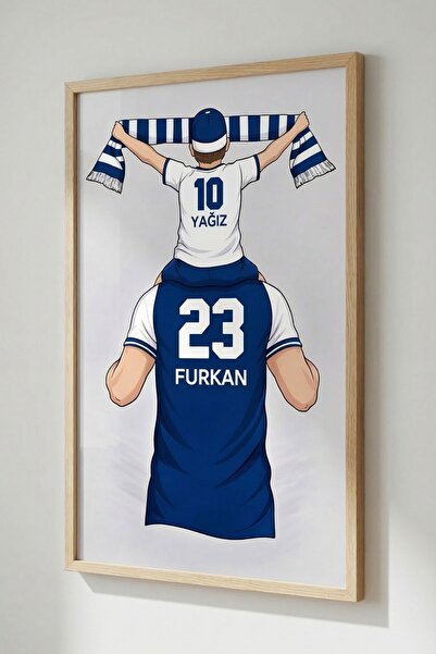 KİDEWO İsme Özel Baba Oğul Futbol Posteri, Kişiye Özel İsimli Forma Tasarım Ç...