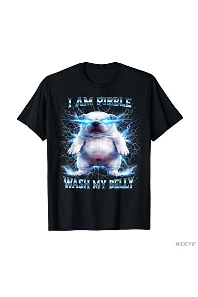 Flood Of Style Sunt Pibble Spălați-mi burta Tricou amuzant cu meme cu câine, ...