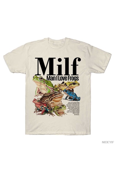 Flood Of Style Majica za muškarce i žene Milf Man I Love Frogs T-shirt 100% P...