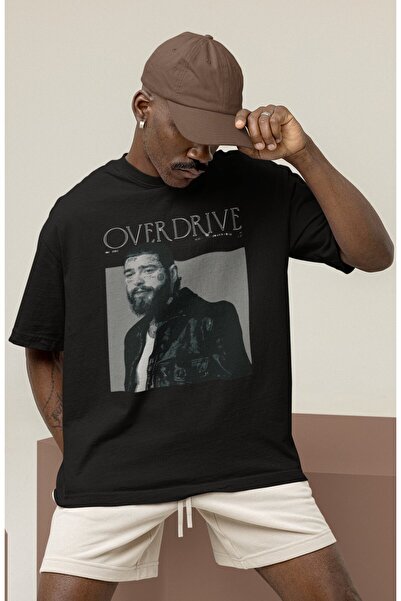 SEVBANO Tricou oversize unisex cu imprimeu Design Overdrive Post Malone Rappe...
