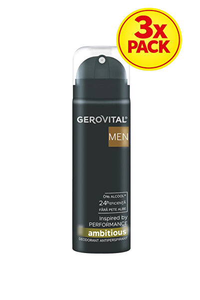 GEROVITAL 3x PACK MEN DEO ANTIPERSPIRANT AMBITIOUS 150ml