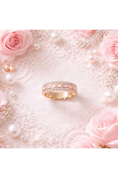 Ceki Home Women's Steel Pink Stone Xuping Ring