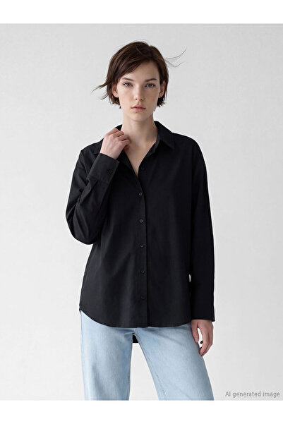 LC Waikiki Lcw Vision Black Poplin Women's Shirt