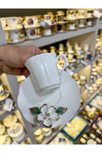 Vakıf home Royking Porselen Güllü 6 Kişilik Porselen Gold Kahve Fincan Takımı...