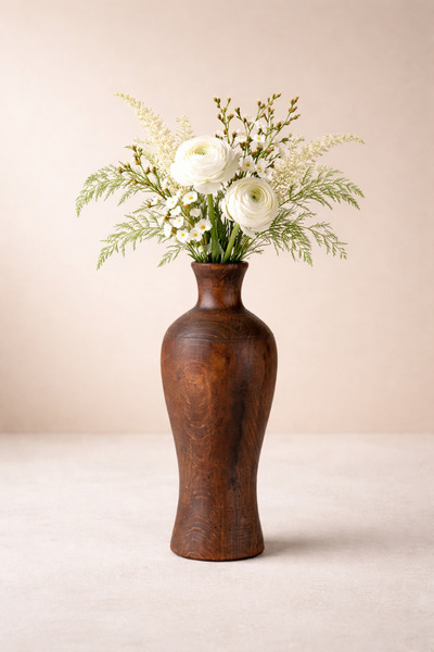 Woodcept. Lunara Wooden Decorative Vase Nordic Style Modern Minimalist Flower...