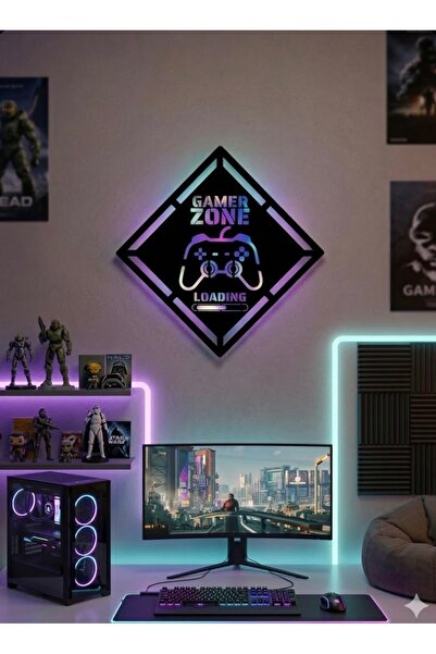 zuzucastore Gamer Zone Kablosuz Ledli 3 Fonksiyonlu Duvar Dekorasyon