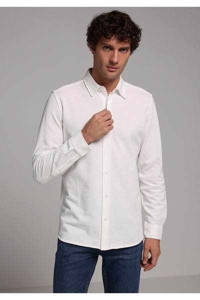 Colin's Regular Fit Shirt Neck Plain Men's White Long Sleeve Shirt