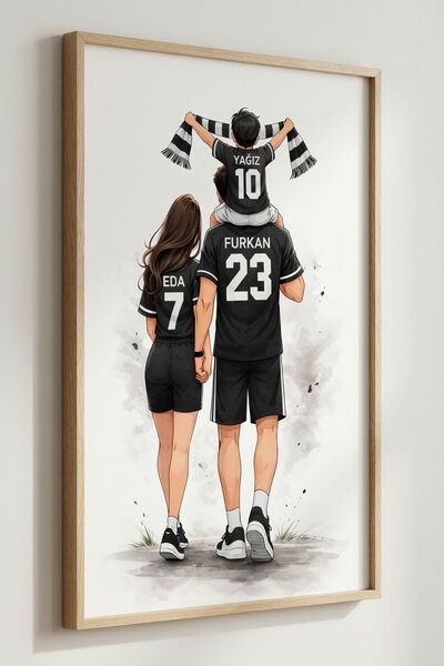 KİDEWO İsme Özel Futbol Aile Posteri Anne Baba Çocuk İsimli Forma Çocuk Odası...