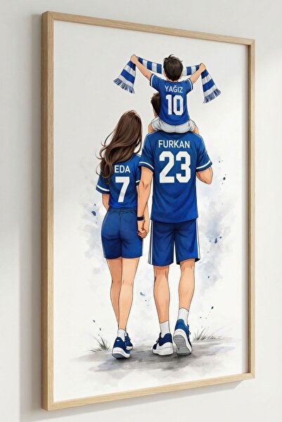 KİDEWO İsme Özel Futbol Aile Posteri Anne Baba Çocuk İsimli Forma Çocuk Odası...