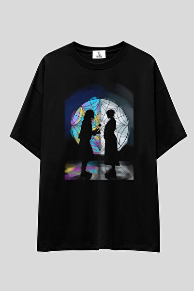 UmbraWear تي شيرت ويدنزيد أوفر سايز |   تي شيرت للجنسين 100% قطن أسود مطبوع ب...