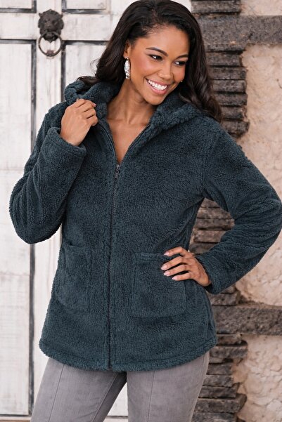 COjans Women's Long Sleeve Hooded Welsoft Jacket with Front Zipper and Pockets