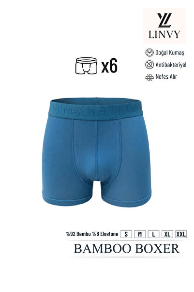 Erkek Bambu Boxer | Nefes Alan, Yumuşak Dokulu, Esnek ve Günlük Konforlu İç Giyim 6'lı paket