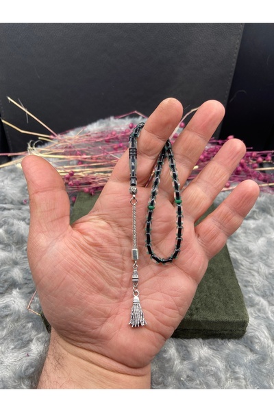 Kttesbihaksesuar BİLEK BOY YEŞİL ŞEFFAF SÜRMELİ TOZ KEHRİBAR TESBİH KAPLAMA P...