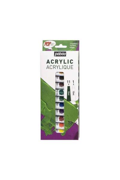 Pebeo Pop Art Akrilik Boya Seti 11x10ml + 15ml Beyaz 669700