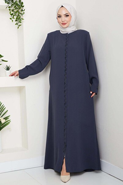 MODA Large Size Long Ferace with Stone Detail – Comfortable Fit Stylish Hijab...