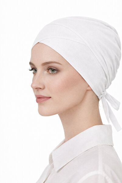 mim eşarp Crossed Tie-Detail Combed Cotton Bonnet
