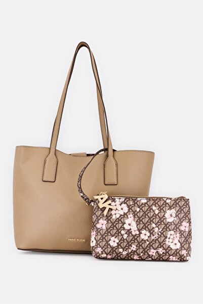 Anne Klein حقيبة تعليقة نسائية سادة مع جيب، لون بني فاتح