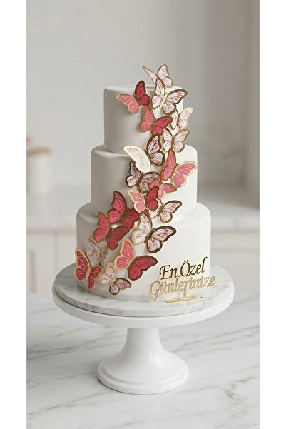 İZMİLA Kelebek Temalı Parti Süsleme Tabakası (21 Adet)