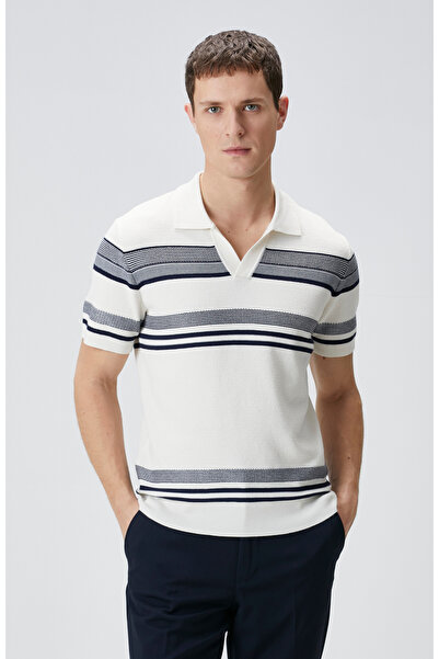 Network Kırık Beyaz Çizgili Triko Kazak