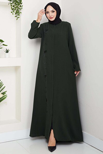 MODA Plus Size Zigzag Stone Detailed Long Ferace – Stylish Hijab Ferace