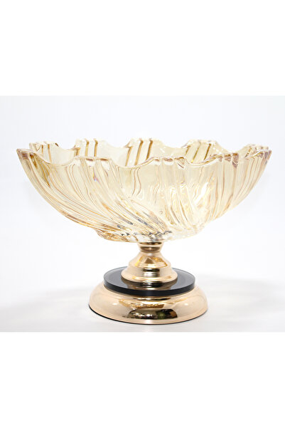 Nacario Luxurious Crystal Glass Gondola Presentation Bowl with Gold Detailing