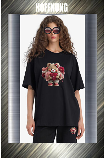 HOFFNUNG Unisex Casual Short Sleeve Set with Love Bear Hoffning Print Outdoor...