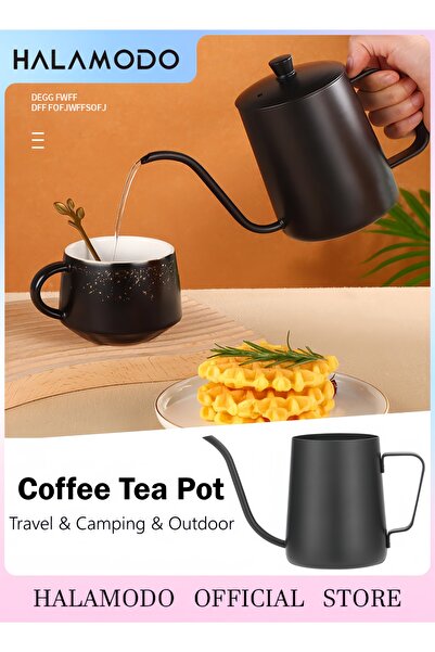 HALAMODO 600ml/20oz Pour Over Kettle Gooseneck Spout Camping Coffee Tea Pot f...