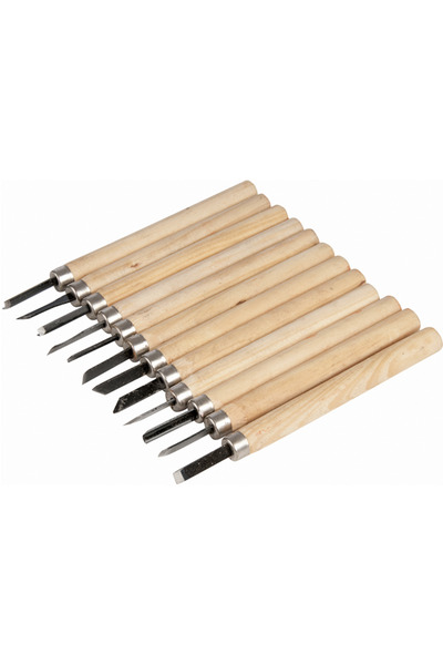 OEM Set of 12 mini chisels for wood, clay and wax sculpture with wooden handle
