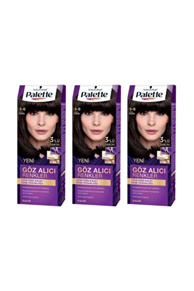 Palette Göz Alıcı Renkler Saç Boyası 3-0 Koyu Kahve 3 Paket