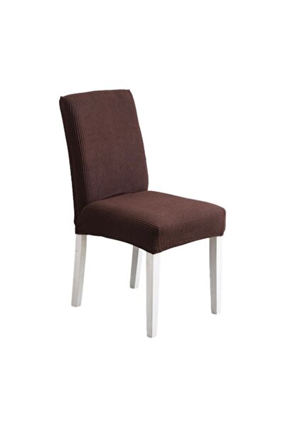 Trendily Set of 6 Elastic Chair Covers, Universal, Dark Brown, 55 cm x 45 cm