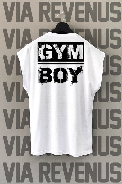 Vordevia Gym Boy Back Printed Zero Sleeve Crew Neck Sports Tshirt