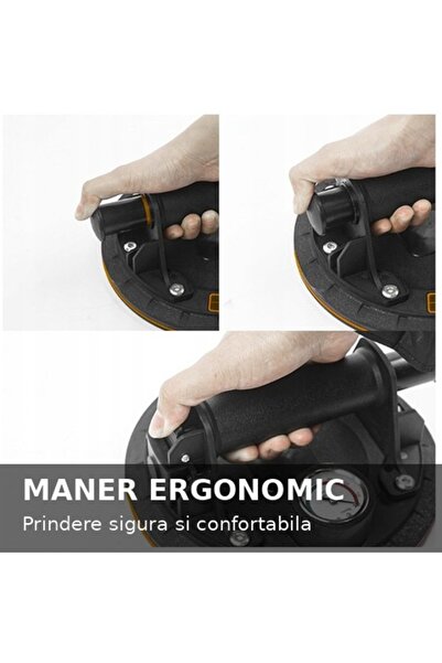 Bigstren Ventuză profesională pentru sticlă și gresie, pompă vacuum, 200 kg